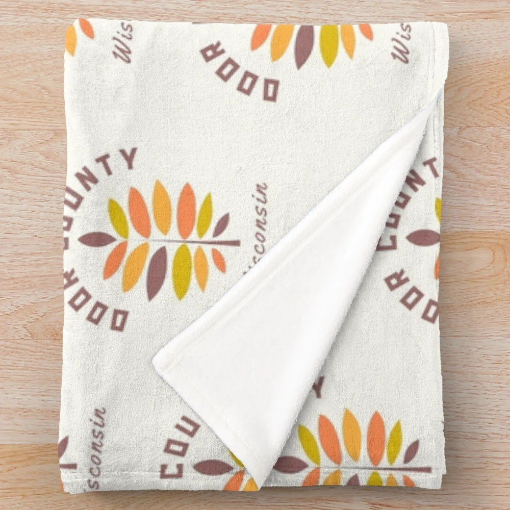 Plush brown text blanket for autumn hiking in Door County, Wisconsin