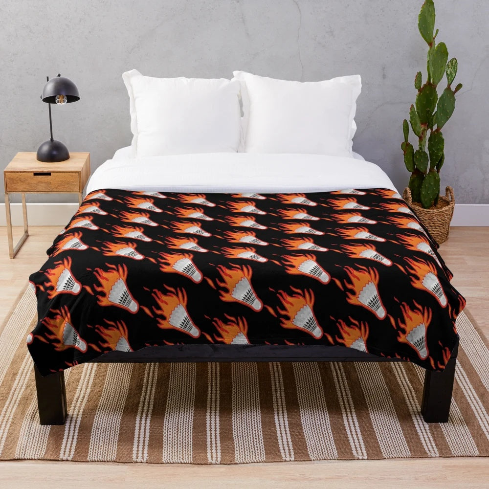 Soft, plush badminton-themed blanket