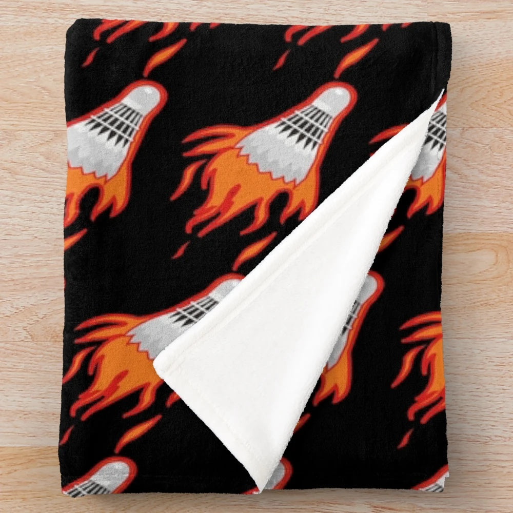 Soft, plush badminton-themed blanket