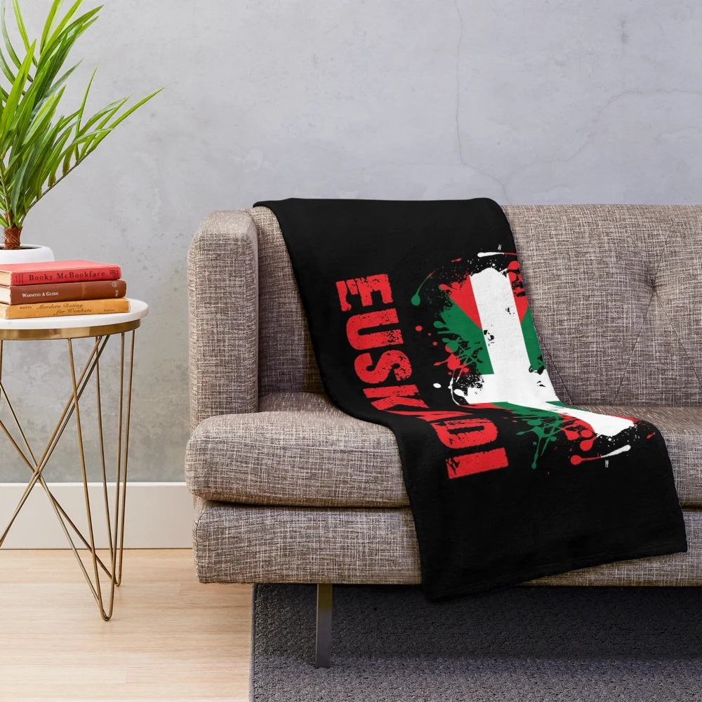 Plush blanket featuring the Basque country flag and map