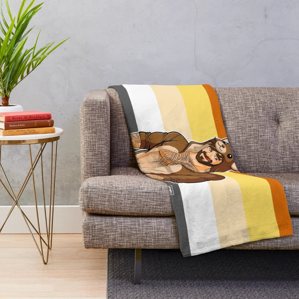 Soft and comfy plush blanket featuring a bear pride design
