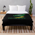 Plush blanket with Beyblade Burst Rise and retro wave design for anime fans