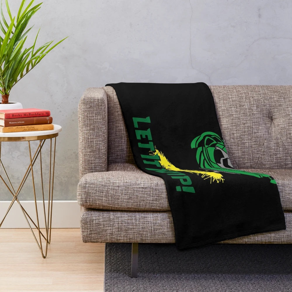 Plush blanket with Beyblade Burst Rise and retro wave design for anime fans