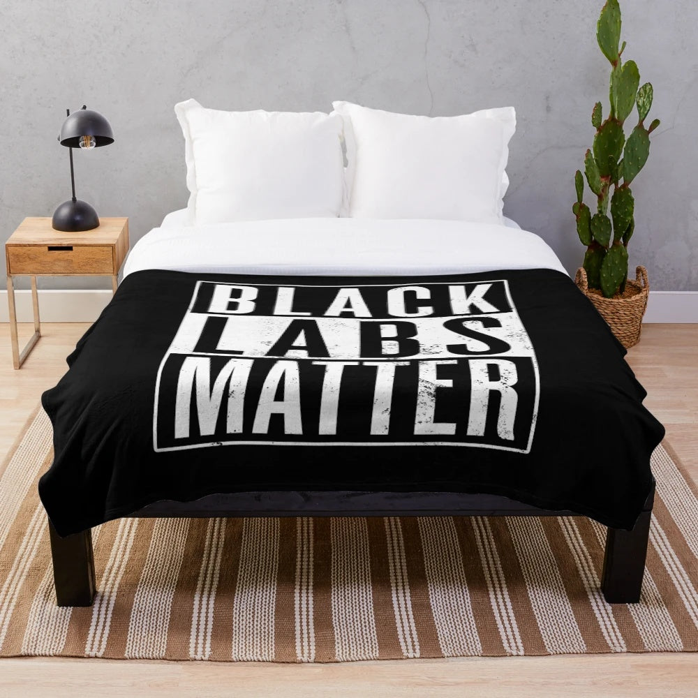 Black Labrador Retriever Dog Plush Blanket