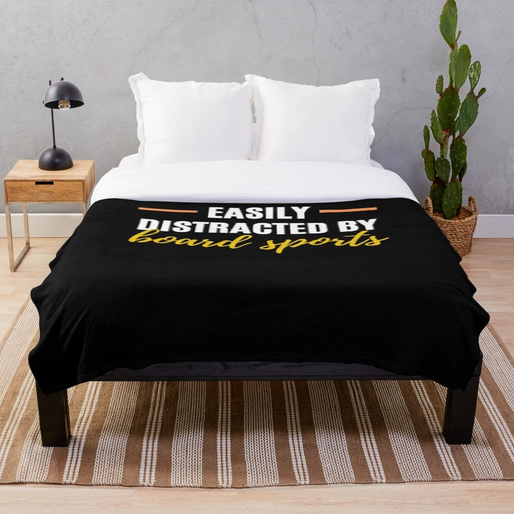 Easily Distracted By Board Sports Plush Blanket