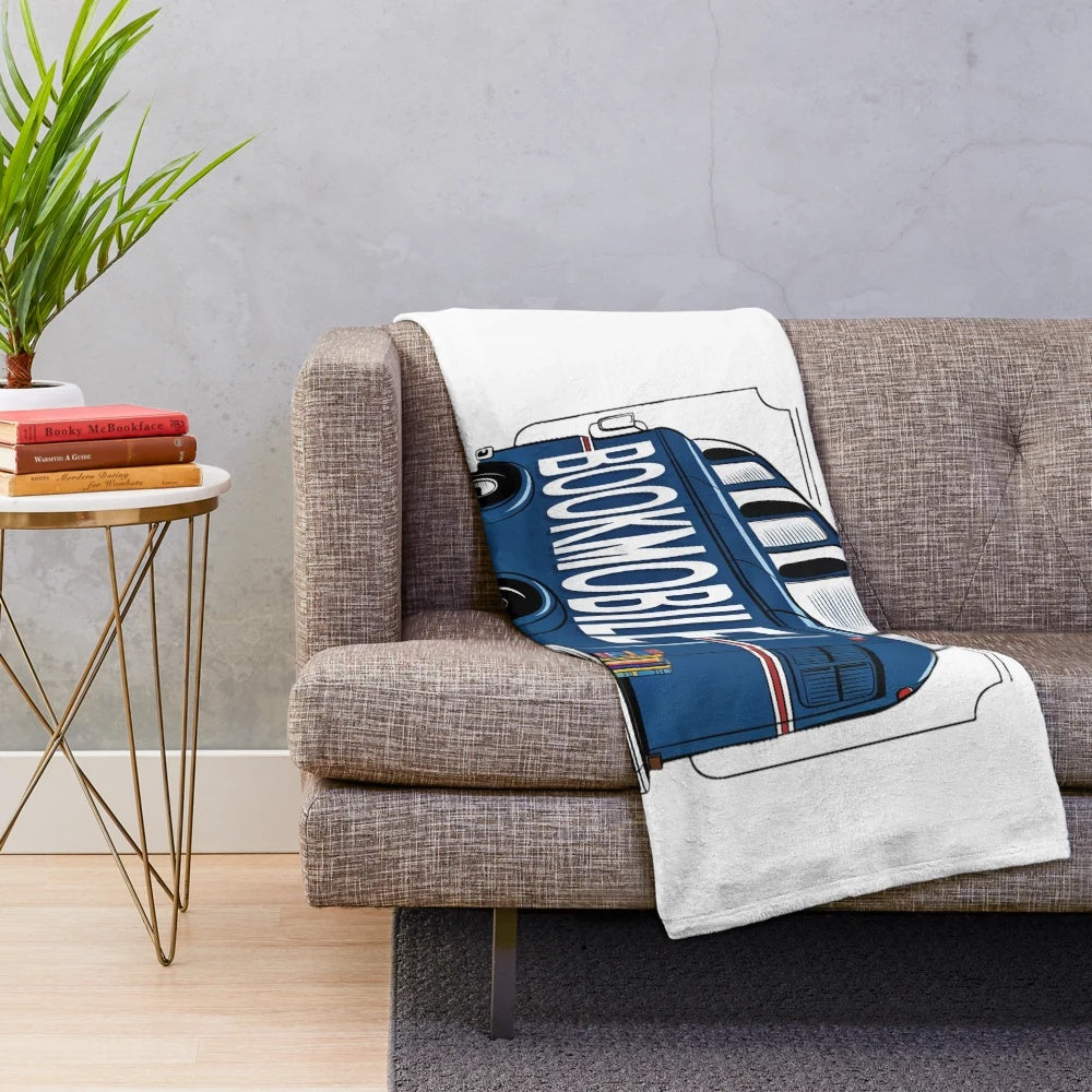 Plush blanket with the text "My Other Ride Is A Bookmobile" for book lovers and reading enthusiasts