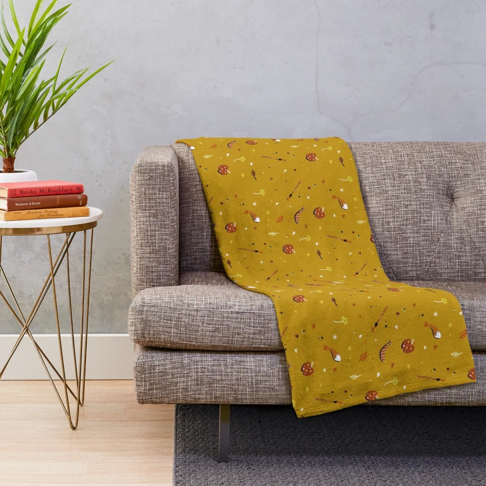 Cozy plush blanket with Fantastic Mr. Fox inspired design