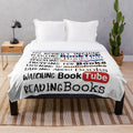 Plush blanket with a bookish design for book lovers