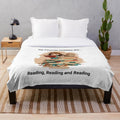 Plush blanket with a stack of books design for booklovers and avid readers