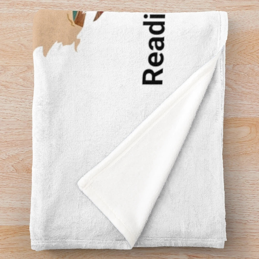 Plush blanket with a stack of books design for booklovers and avid readers