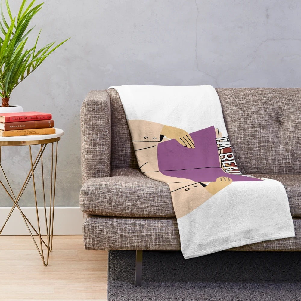 Cozy plush blanket with "Fuck Off, I'm Reading" funny design for book lovers