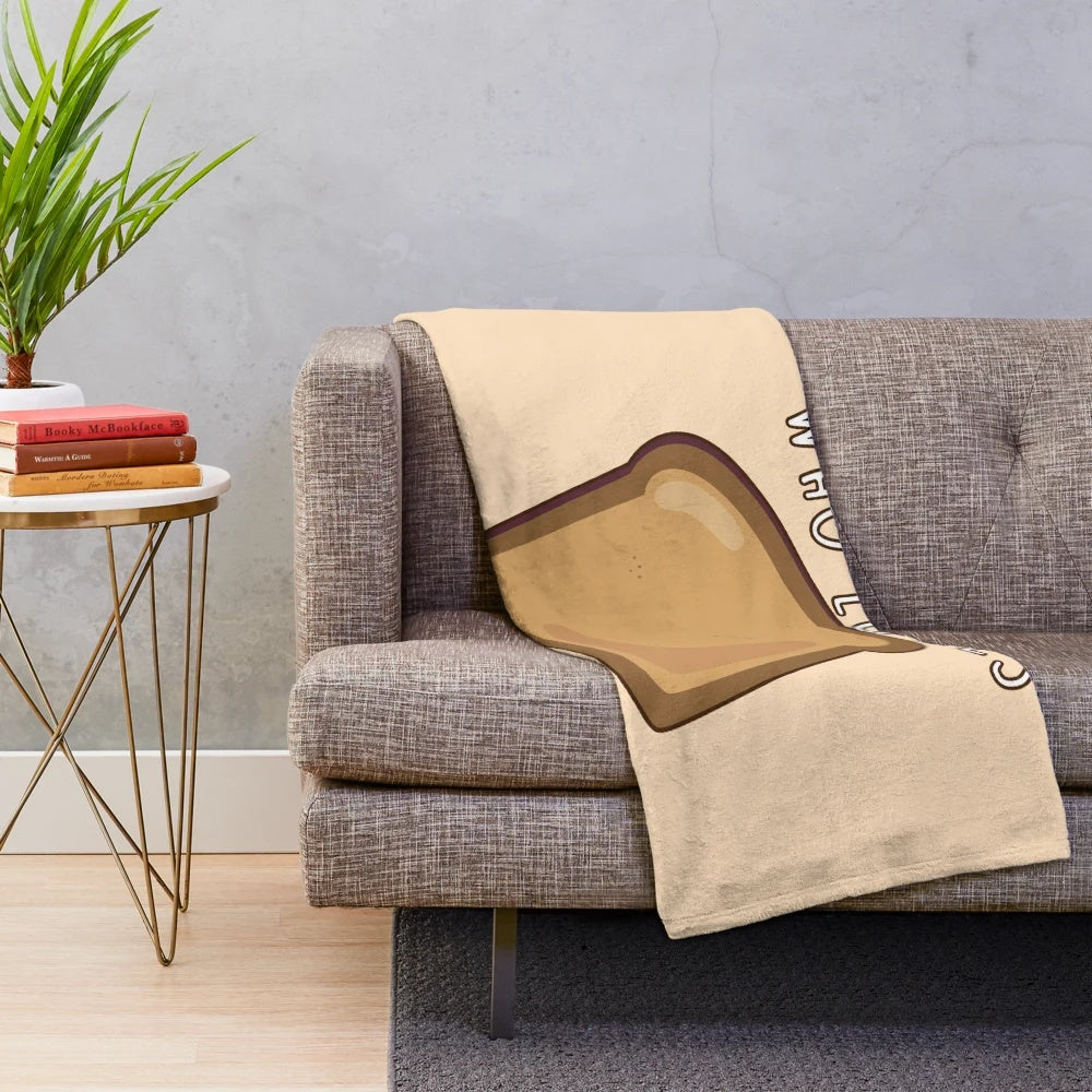 Soft and warm plush blanket with a "Just A Girl Who Loves Bread" design, perfect for bread lovers.
