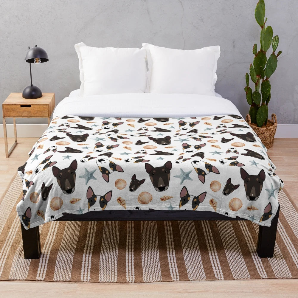 Plush Blanket with Cute Bull Terrier Design