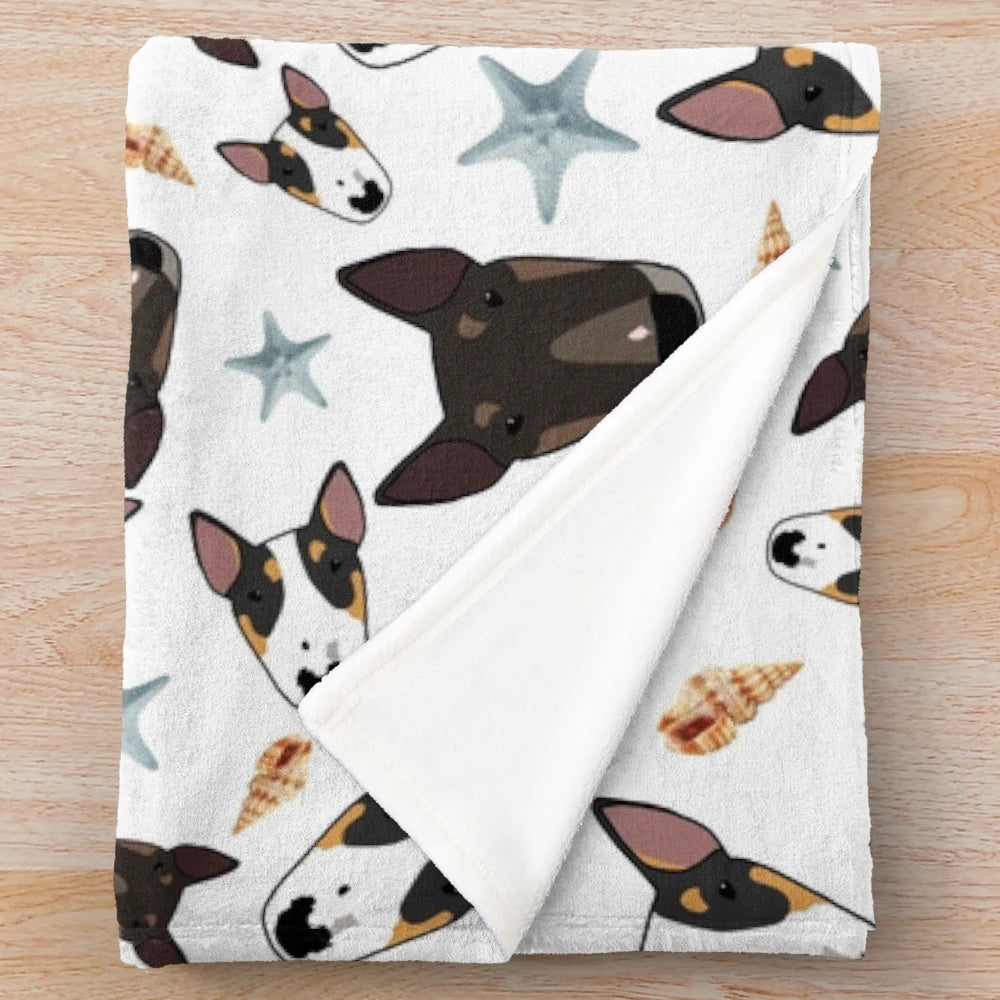 Plush Blanket with Cute Bull Terrier Design