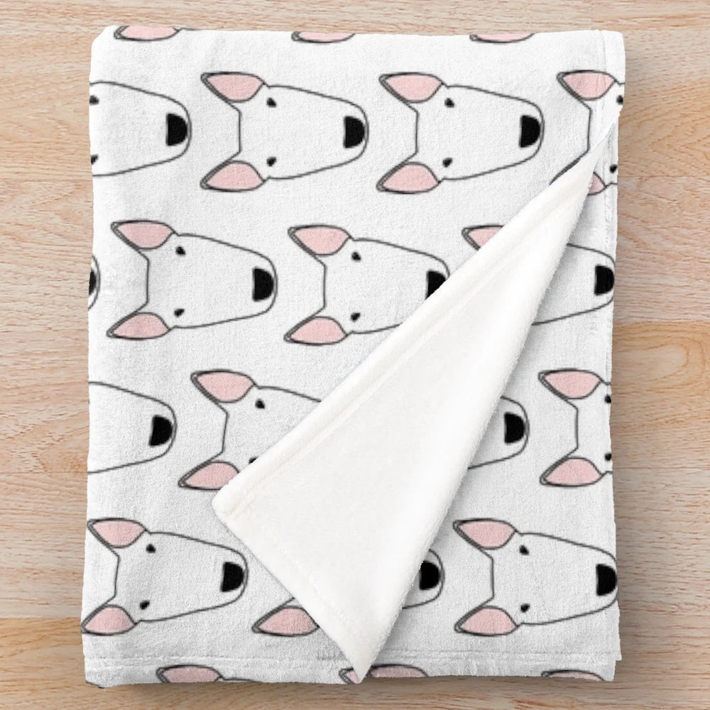 Plush blanket featuring a bullterrier design