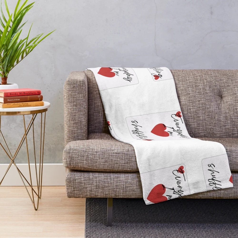 Plush blanket featuring a "Every Day I'm Shuffling" design for card trick and cardistry hobbyists