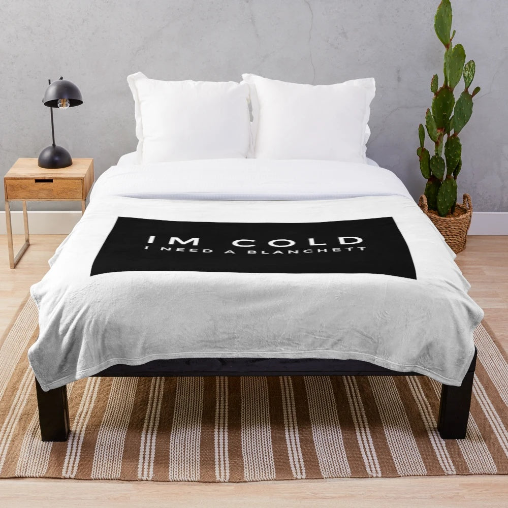 Plush blanket with Cate Blanchett inspired design