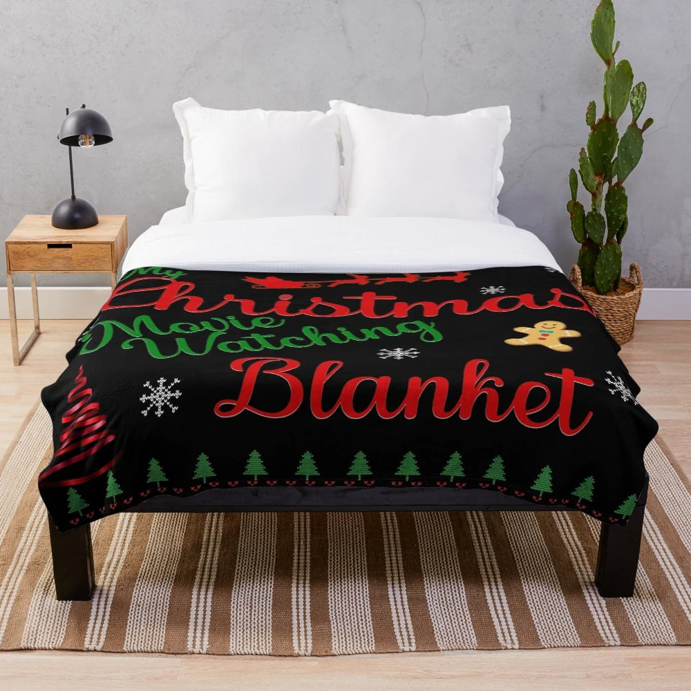 Plush blanket with cozy design for enjoying Christmas movies
