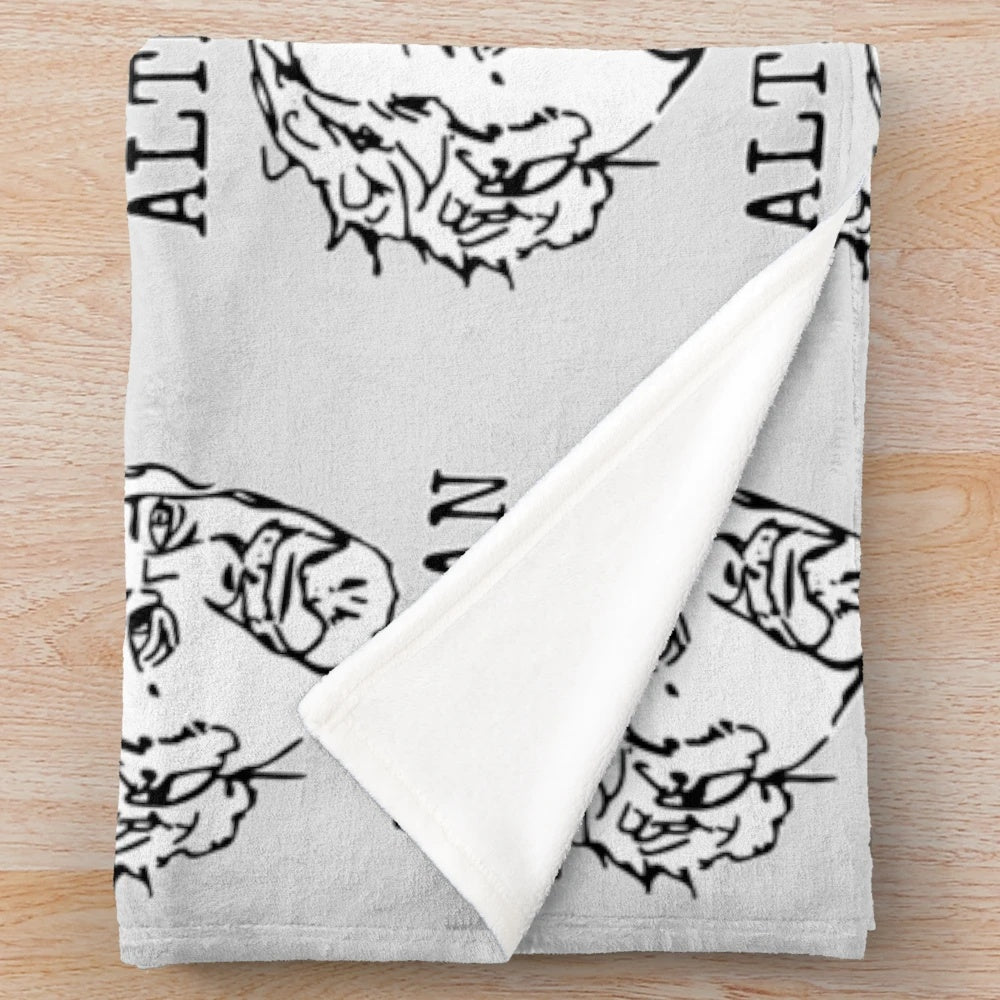 Soft and cozy plush blanket featuring a design inspired by legendary film director Robert A.