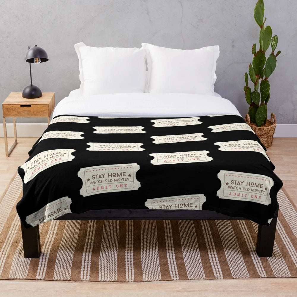 Plush blanket featuring vintage movie theater design