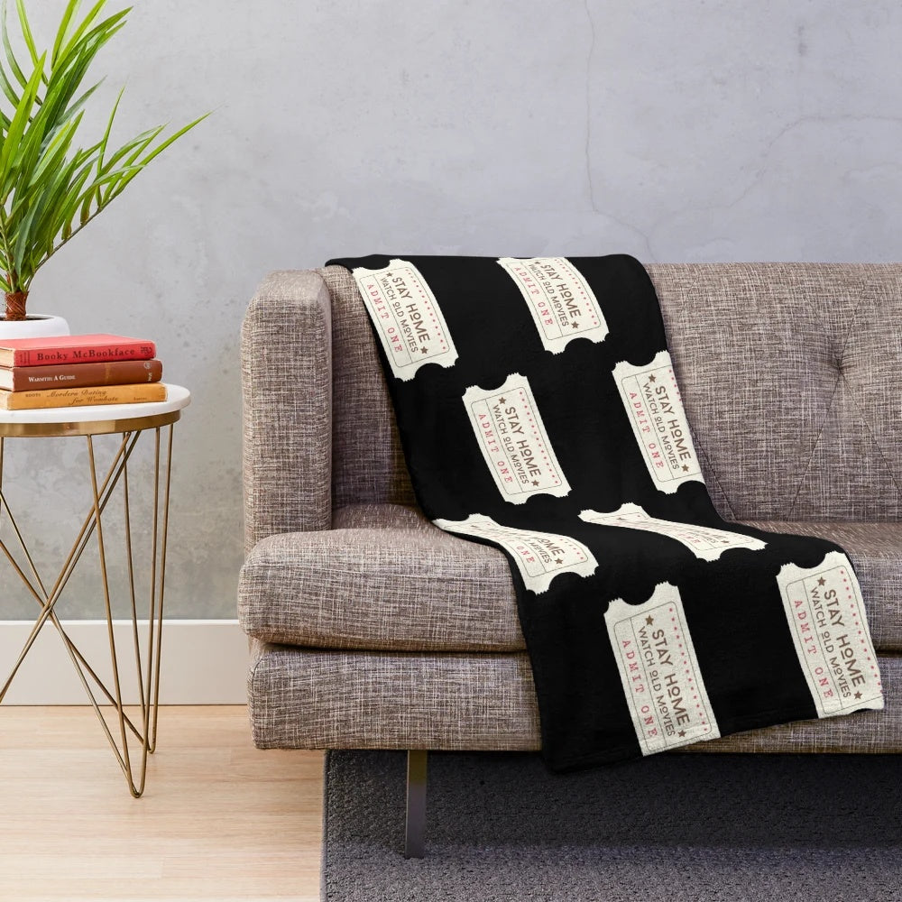Plush blanket featuring vintage movie theater design