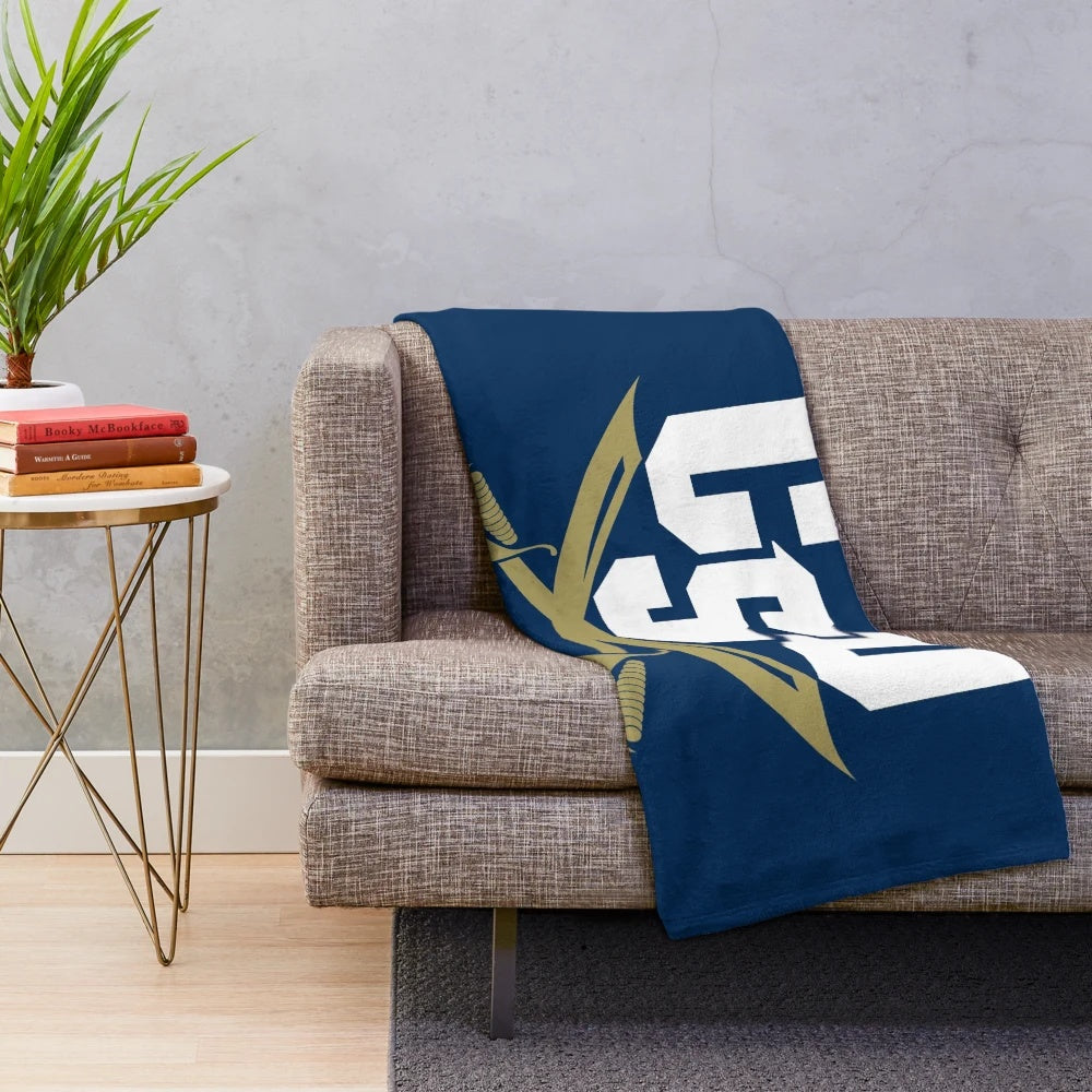 Plush blanket featuring the Charleston Southern Buccaneers team logo