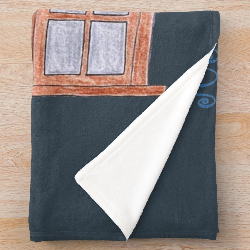 Plush blanket with sewing, stitching, and cross stitch design