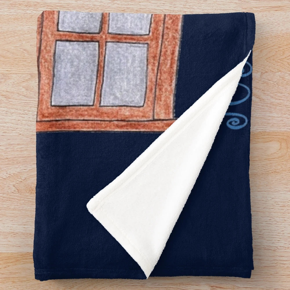 Plush blanket featuring a sewing and crafting design