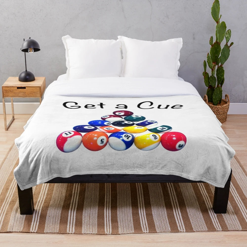 Soft, plush blanket featuring a cue design for snooker and billiards enthusiasts