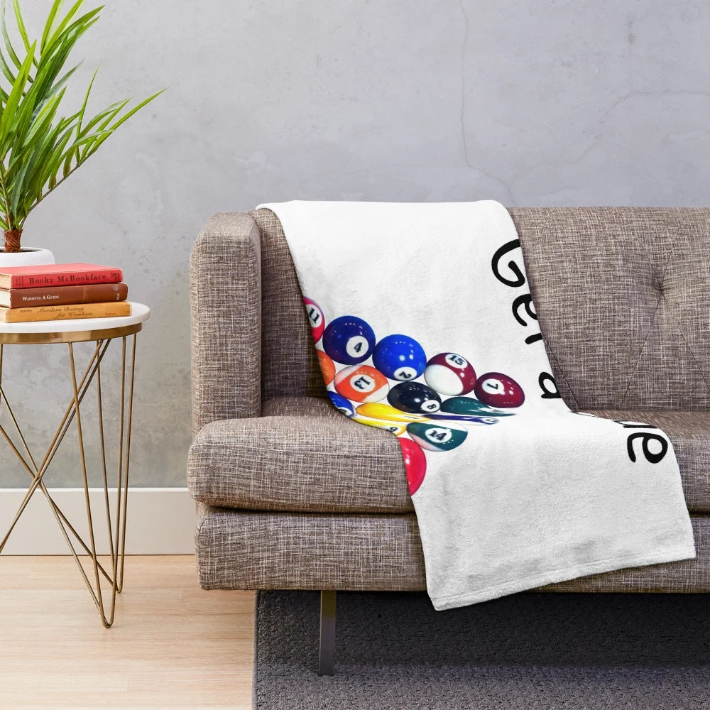 Soft, plush blanket featuring a cue design for snooker and billiards enthusiasts