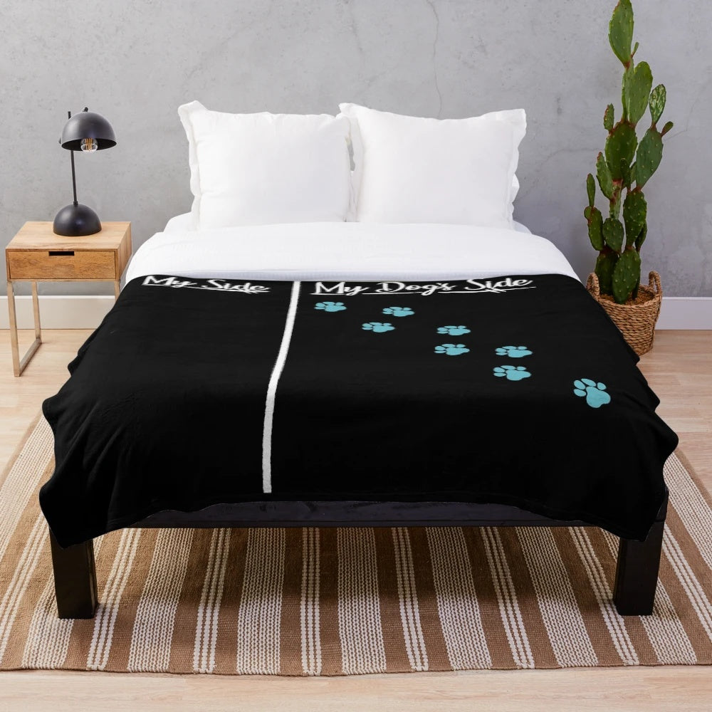 Soft and plush blue and black dog blanket