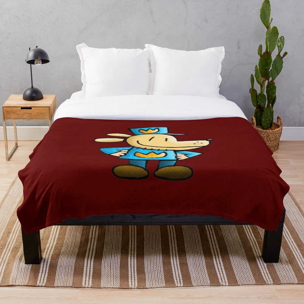 Soft, plush blanket with a dog design, perfect for dog lovers and pet owners
