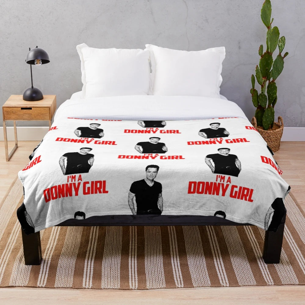 Soft and comfy plush blanket featuring the "I'm a Donny Girl" design for Donny Osmond fans