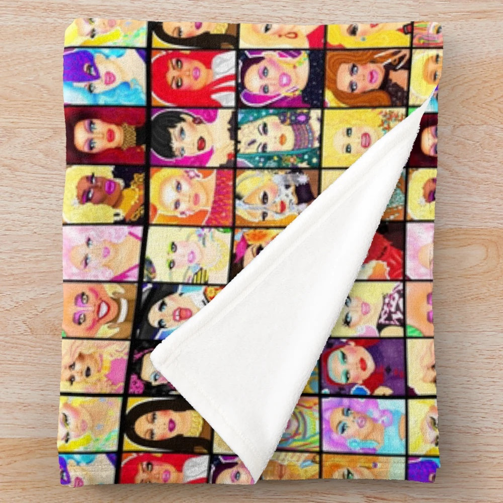 Plush blanket with "LIFE IS A DRAG" text for RuPaul's Drag Race fans