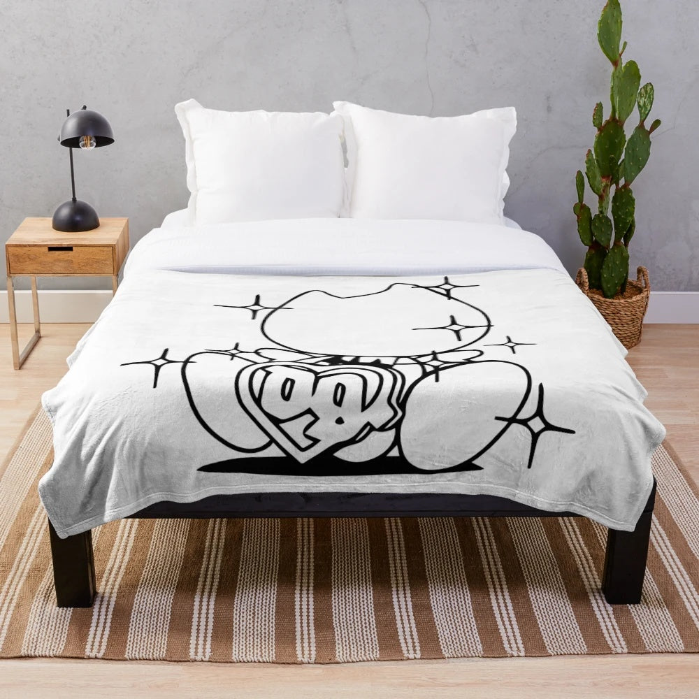 Soft, plush blanket with DRAiN BABY design for drainer fans