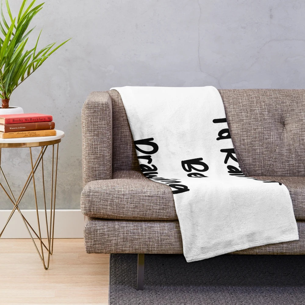 Plush blanket with "I'd Rather Be Drawing" design, perfect for artists and drawing hobbyists