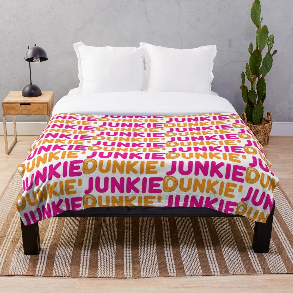 Soft fleece plush blanket for coffee and donut lovers