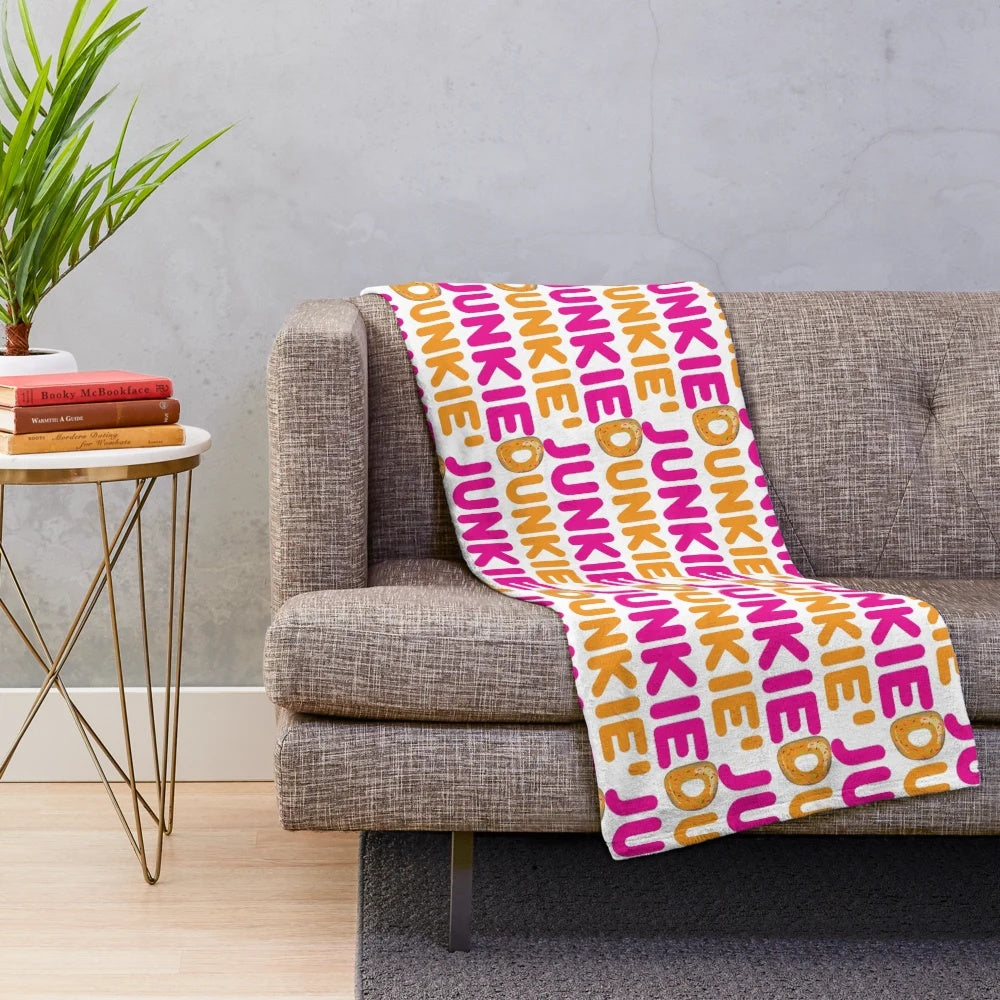 Soft fleece plush blanket for coffee and donut lovers
