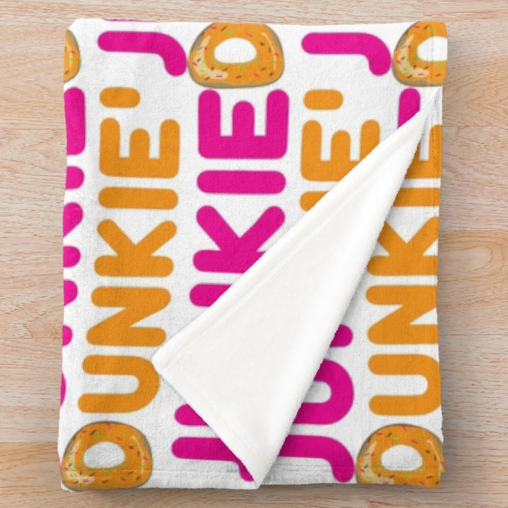 Soft fleece plush blanket for coffee and donut lovers