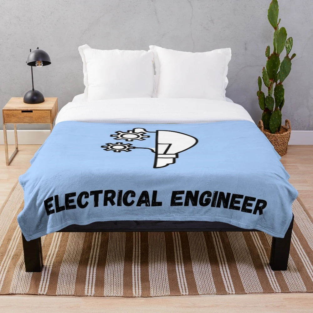 Plush blanket featuring an electrical engineer design