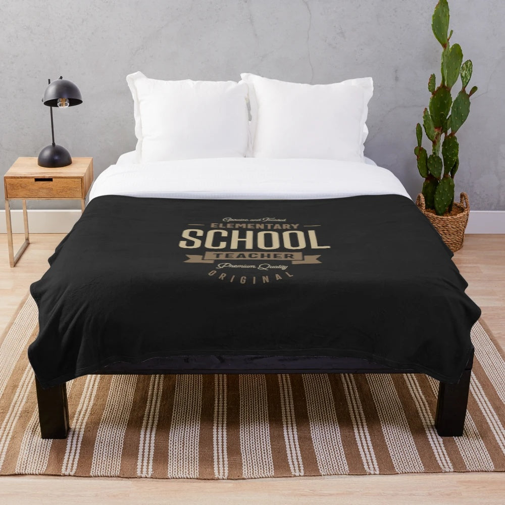 Elementary school teacher holding a cozy plush blanket