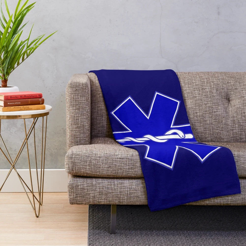 Plush blanket with EMT, EMS, and first responder design