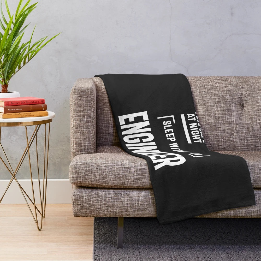 Plush blanket featuring an engineer design