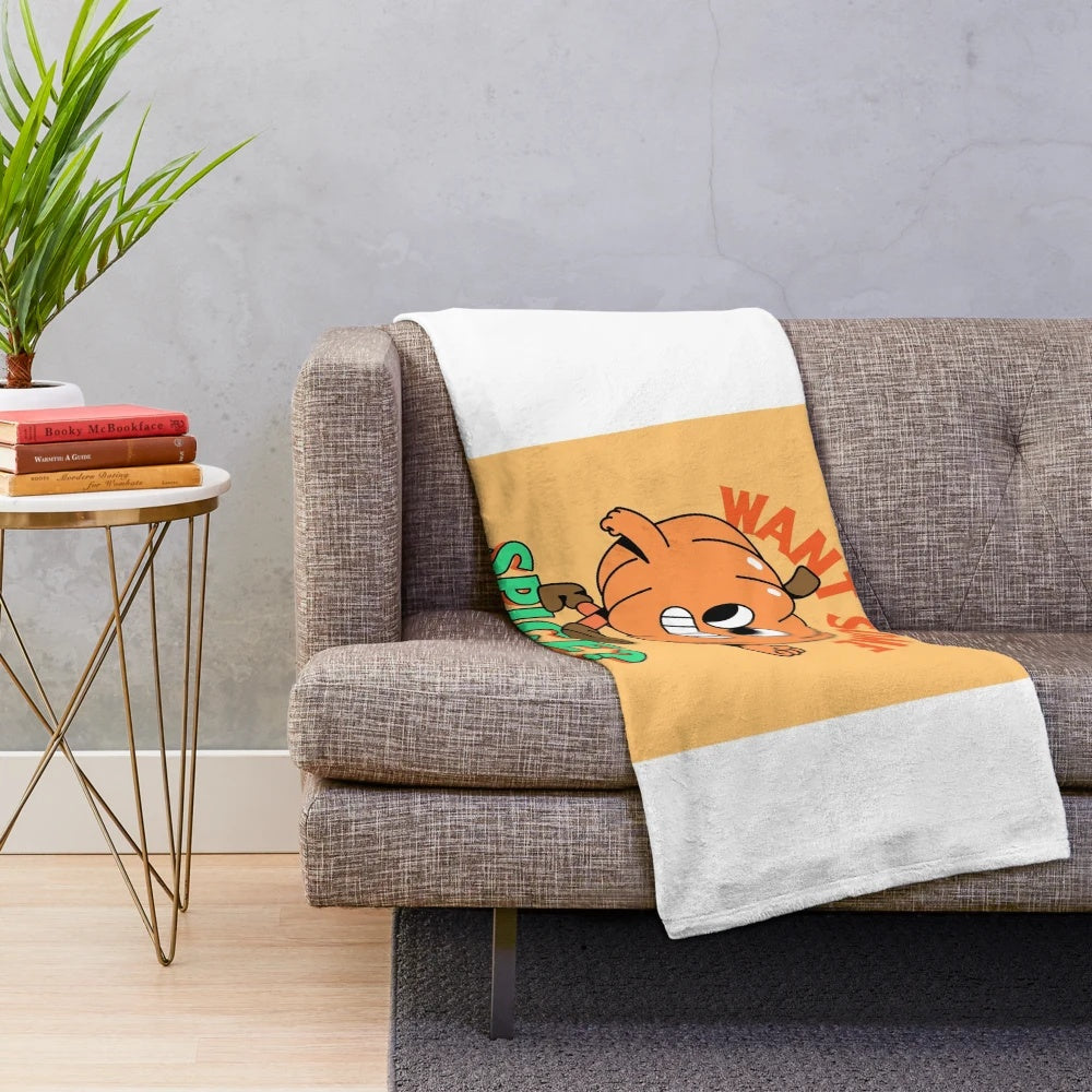Soft and warm plush blanket in fall colors and pumpkin spice design