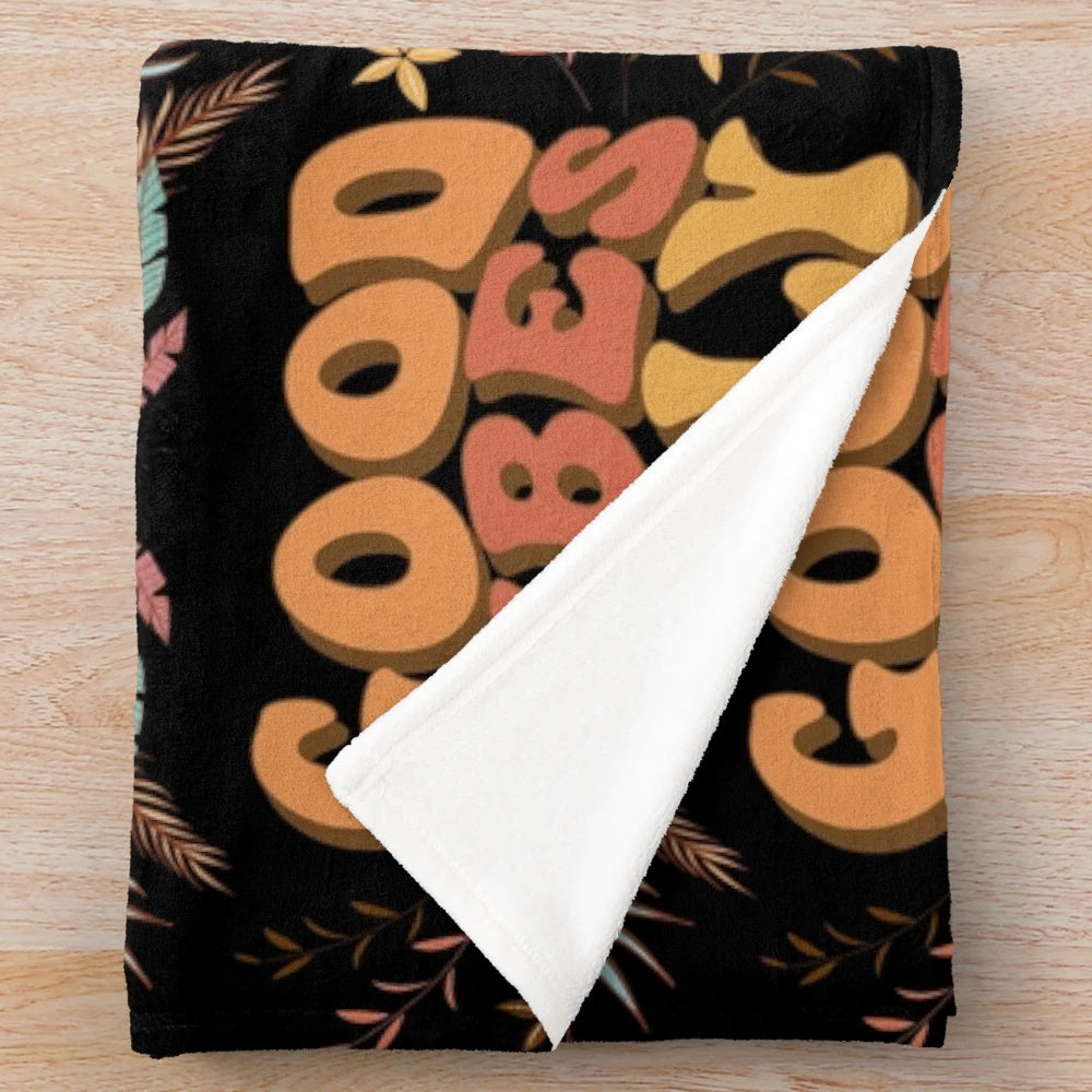 Soft and plush blanket in autumn colors and fall-inspired design