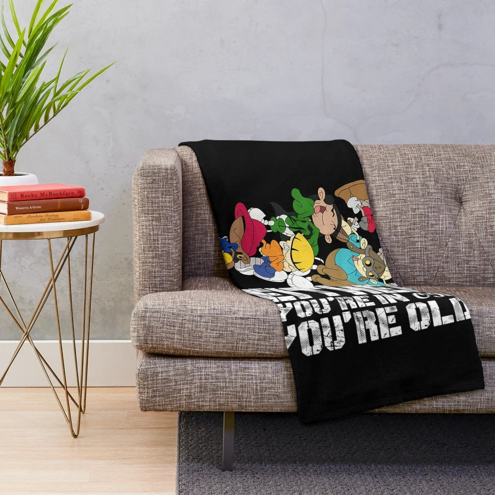 Plush blanket with a nostalgic "Kids Next Door" inspired design