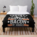 Fantasy Football Plush Blanket with Bacon Design