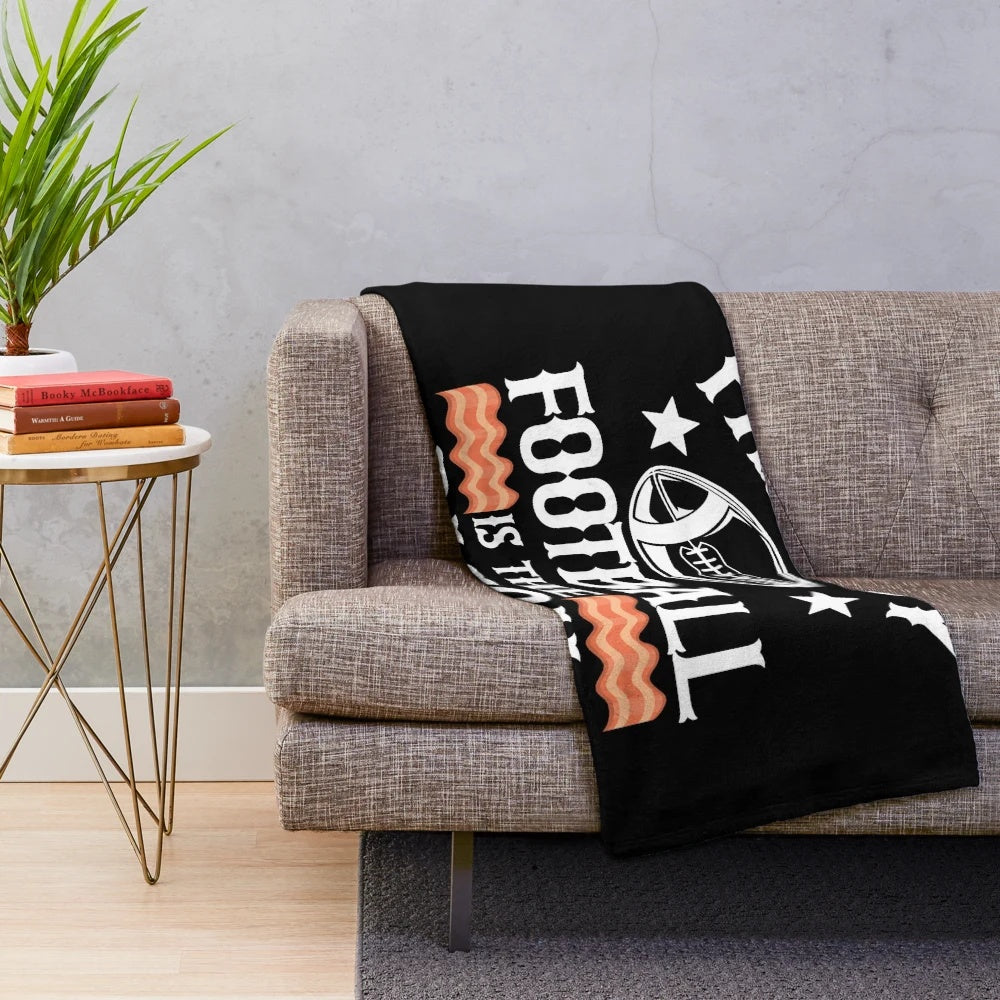 Fantasy Football Plush Blanket with Bacon Design