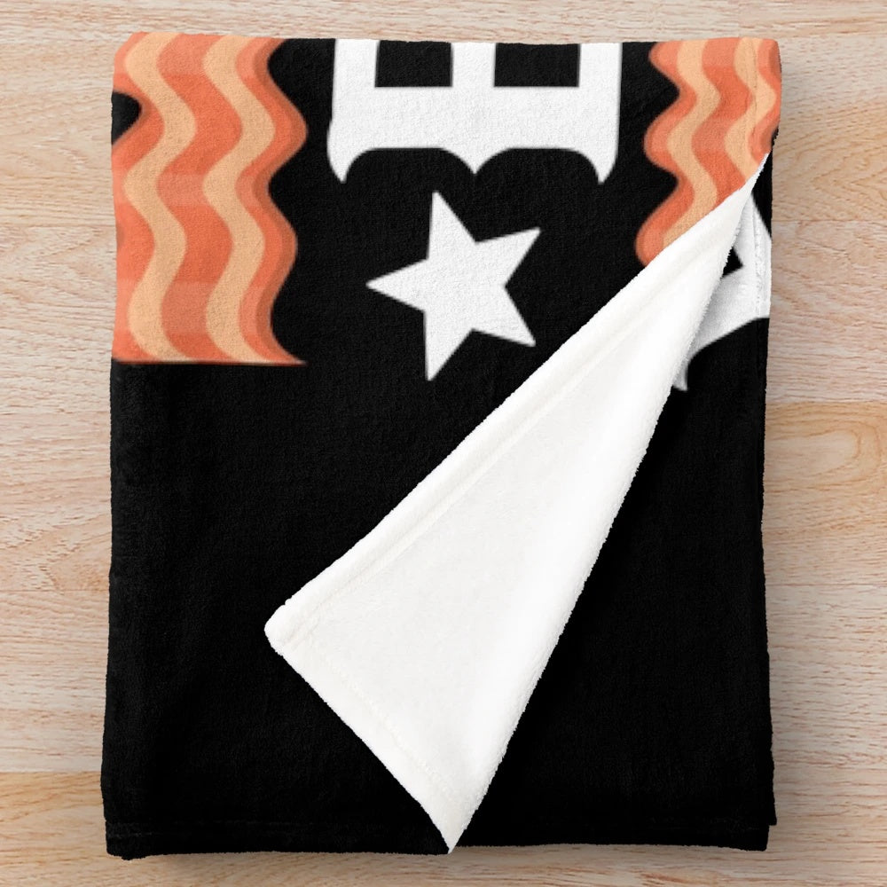 Fantasy Football Plush Blanket with Bacon Design