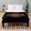 Allis-Chalmers inspired plush blanket featuring cows, tractors, and farming imagery